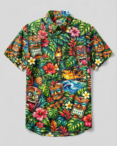 TROPICAL TIKI PARADISE BUTTON-DOWN COLLAR SHIRT - YHHG2809262