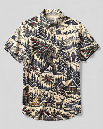 BIGFOOT’S PSYCHEDELIC CHRISTMAS WONDERLAND BUTTON-DOWN COLLAR SHIRT - YHLN2110264