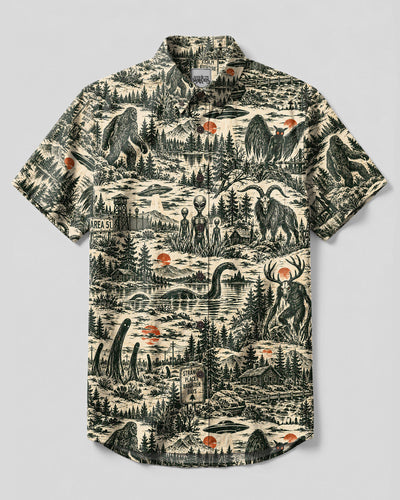 CRYPTID WILDERNESS TOILE PATTERN BUTTON-DOWN COLLAR SHIRT - TLTW2209265