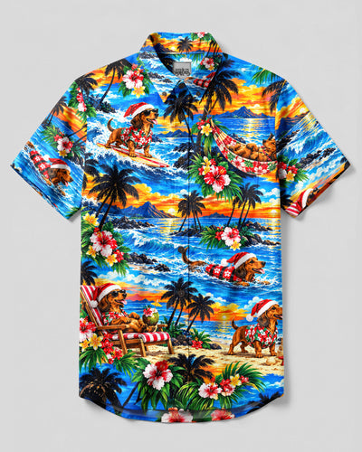 DACHSHUND CHRISTMAS PARADISE BUTTON-DOWN COLLAR SHIRT - YHLN2909266