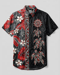 TROPICAL TRIBAL SEA TURTLE BUTTON-DOWN COLLAR SHIRT  - TLTW1409262