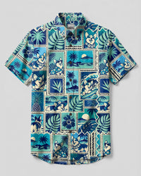 CORGI DOG ISLAND COLLAGE BUTTON-DOWN COLLAR SHIRT  - TLTW0810265