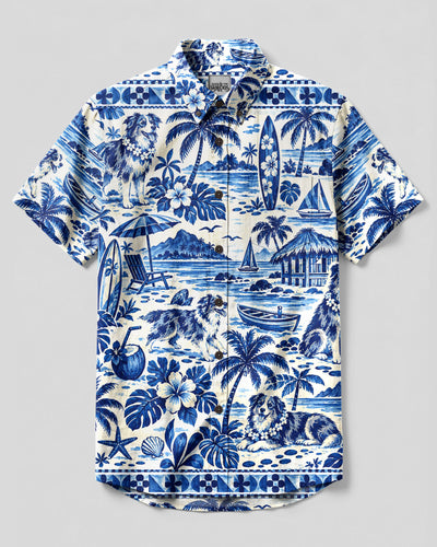 AUSTRALIAN SHEPHERD ISLAND TOILE BUTTON-DOWN COLLAR SHIRT - TLHG1509263