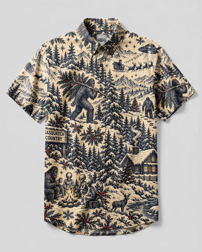 SASQUATCH CHRISTMAS COUNTRY BUTTON-DOWN COLLAR SHIRT - YHLN0910263