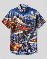 CHRISTMAS EXPRESS IN THE WILD BUTTON-DOWN COLLAR SHIRT  - YHHG0210261