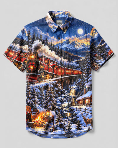 CHRISTMAS EXPRESS IN THE WILD BUTTON-DOWN COLLAR SHIRT  - YHHG0210261