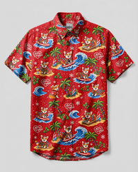MERRY CORGMAS SURFING CORGI DOG CHRISTMAS BUTTON-DOWN COLLAR SHIRT - TYLN2108262