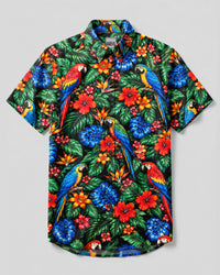 TROPICAL PARROT PARADISE BUTTON-DOWN COLLAR SHIRT - YHLN0210261