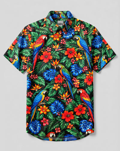 TROPICAL PARROT PARADISE BUTTON-DOWN COLLAR SHIRT - YHLN0210261