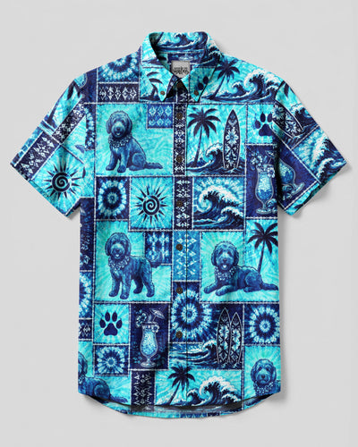 GOLDEN DOODLE DOG ISLAND PATCHWORK BUTTON-DOWN COLLAR SHIRT - TLNO1708263