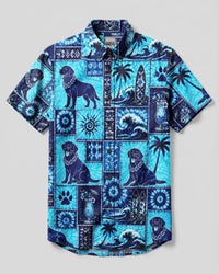 LABRADOR DOG ISLAND PATCHWORK BUTTON-DOWN COLLAR SHIRT - TLNO2907261