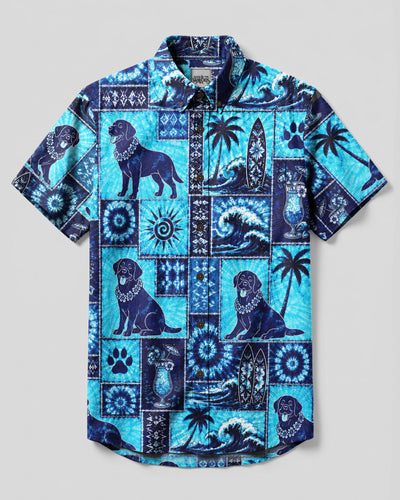 LABRADOR DOG ISLAND PATCHWORK BUTTON-DOWN COLLAR SHIRT - TLNO2907261