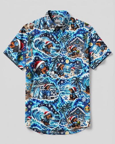 DACHSHUND DOG  CHRISTMAS ADVENTURE BUTTON-DOWN COLLAR SHIRT  - TLNO1710263