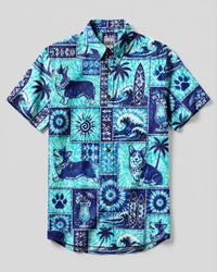 CORGI DOG ISLAND PATCHWORK BUTTON-DOWN COLLAR SHIRT - TLNO2707261