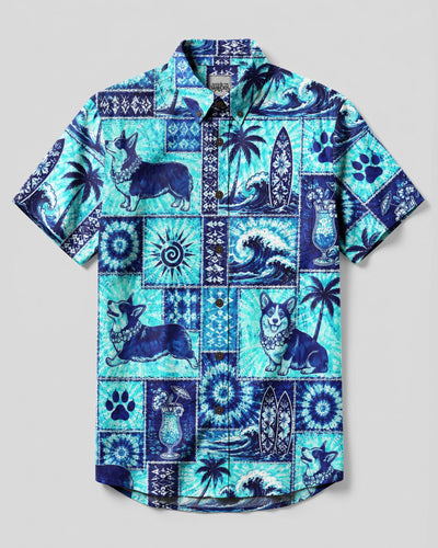 CORGI DOG ISLAND PATCHWORK BUTTON-DOWN COLLAR SHIRT - TLNO2707261