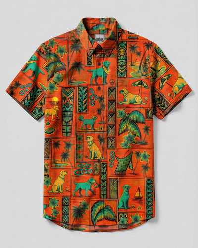 LABRADOR ISLAND ESCAPE PATCHWORK BUTTON-DOWN COLLAR SHIRT  - TLNO2909267