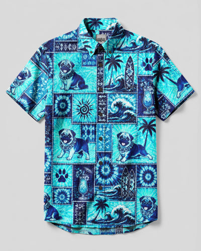 PUG DOG ISLAND PATCHWORK BUTTON-DOWN COLLAR SHIRT - TLNO3007264