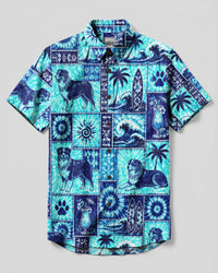 AUSTRALIAN SHEPHERD DOG ISLAND PATCHWORK BUTTON-DOWN COLLAR SHIRT - TLNO2807264