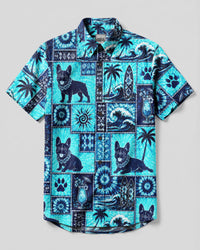FRENCH BULLDOG ISLAND PATCHWORK BUTTON-DOWN COLLAR SHIRT - TLNO3107264