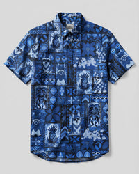 TIKI CORGI DOG  PATCHWORK BUTTON-DOWN COLLAR SHIRT - TLNO0408261