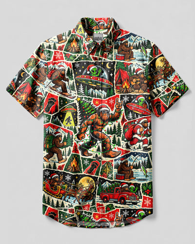 BIGFOOT COSMIC CHRISTMAS ADVENTURE BUTTON-DOWN COLLAR SHIRT  - TLNT2010261