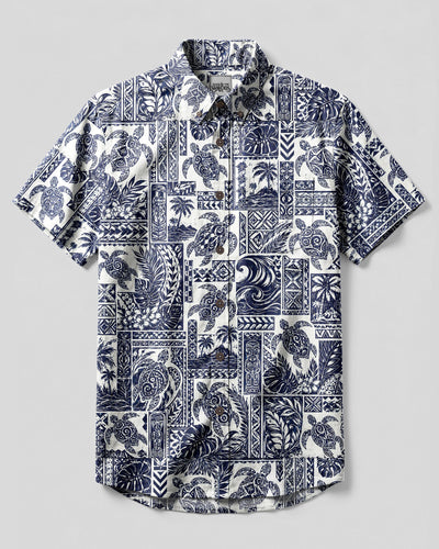 TRIBAL TURTLE TOILE BUTTON-DOWN COLLAR SHIRT - TLNT2508261