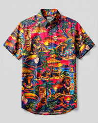 SUNSET PARADISE DACHSHUND DOG BUTTON-DOWN COLLAR SHIRT  - TLNT0110264