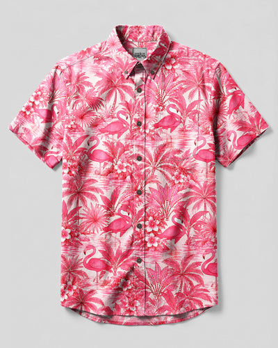 FLAMINGO PARADISE BUTTON-DOWN COLLAR SHIRT  - TLNT0110261