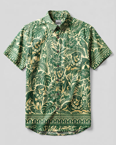ROTTWEILER TROPICAL BOTANICAL TOILE BUTTON-DOWN COLLAR SHIRT  - TLNT1709266