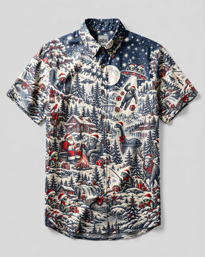 VINTAGE CRYPTID CHRISTMAS TOILE BUTTON-DOWN COLLAR SHIRT  - TLNT0310261
