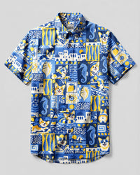 BEACH DAY CORGI DOG COLLAGE BUTTON-DOWN COLLAR SHIRT  - TLNT3009264