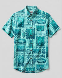 COASTAL OCEAN MOSAIC BUTTON-DOWN COLLAR SHIRT - TYLN0608263