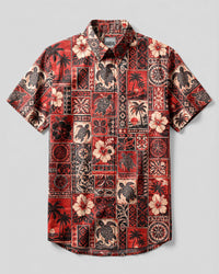 ALOHA ISLAND TURTLE PATCHWORK BUTTON-DOWN COLLAR SHIRT - TLHG3007263