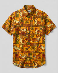 ALOHA CORGI DOG PARADISE BUTTON-DOWN COLLAR SHIRT - TLTW2707263