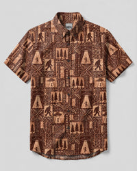 BIGFOOT ALIEN TAPA PATCHWORK BUTTON-DOWN COLLAR SHIRT - TLTW2807263