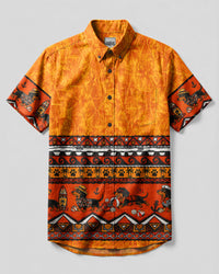 VIBRANT TROPICAL DACHSHUND DOG BUTTON-DOWN COLLAR SHIRT - TLHG0308264