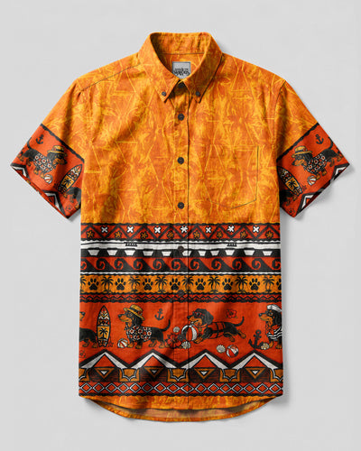 VIBRANT TROPICAL DACHSHUND DOG BUTTON-DOWN COLLAR SHIRT - TLHG0308264