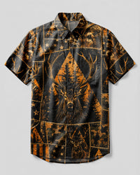 WILDERNESS BUCK PATCHWORK BUTTON-DOWN COLLAR SHIRT - TYLN1008263