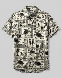 TURTLE ISLAND SKETCH PATCHWORK BUTTON-DOWN COLLAR SHIRT - TLTW2907263