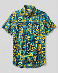 LABRADOR TIKI PARADISE PATCHWORK BUTTON-DOWN COLLAR SHIRT  - TLTW2909262