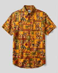 ALOHA YORKIE DOG PARADISE BUTTON-DOWN COLLAR SHIRT - TLTW1708266