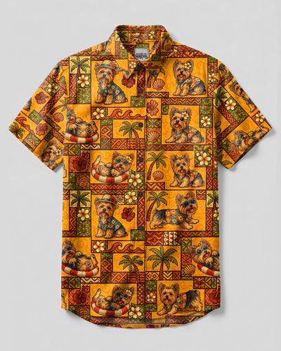 ALOHA YORKIE DOG PARADISE BUTTON-DOWN COLLAR SHIRT - TLTW1708266