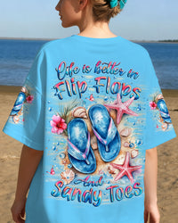 LIFE IS BETTER IN FLIP-FLOPS AND SANDY TOES ALL OVER PRINT - YHLT1410253