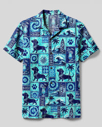 DACHSHUND DOG ISLAND PATCHWORK CAMP SHIRT - TLNO1507262