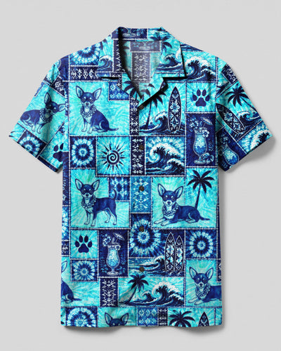 CHIHUAHUA DOG ISLAND PATCHWORK CAMP SHIRT - TLNO1708265