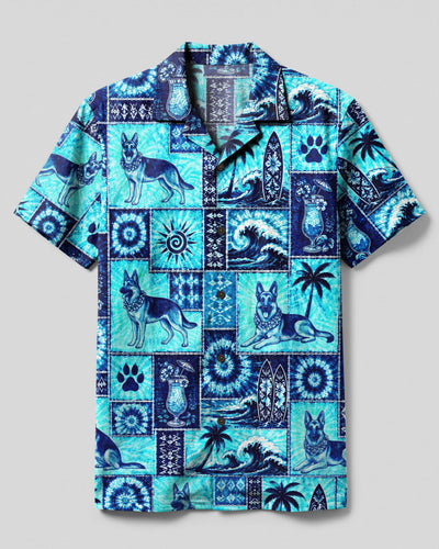 GERMAN SHEPHERD DOG ISLAND PATCHWORK CAMP SHIRT - TLNO1408256