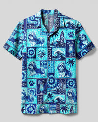 SHIH TZU DOG ISLAND PATCHWORK CAMP SHIRT  - TLNO0808261