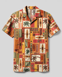 RETRO TIKI KAYAK MOSAIC CAMP SHIRT - TLNO2408261