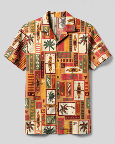 RETRO TIKI KAYAK MOSAIC CAMP SHIRT - TLNO2408261