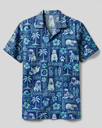 ALOHA PUG DOG  PATCHWORK CAMP SHIRT - TLNO0308262